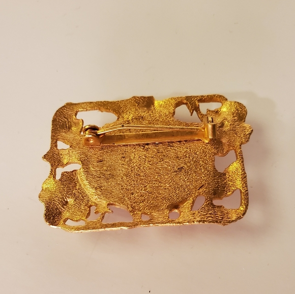 Amber Season Gold Decorative Pin with Floral Edge - Picture 7 of 7